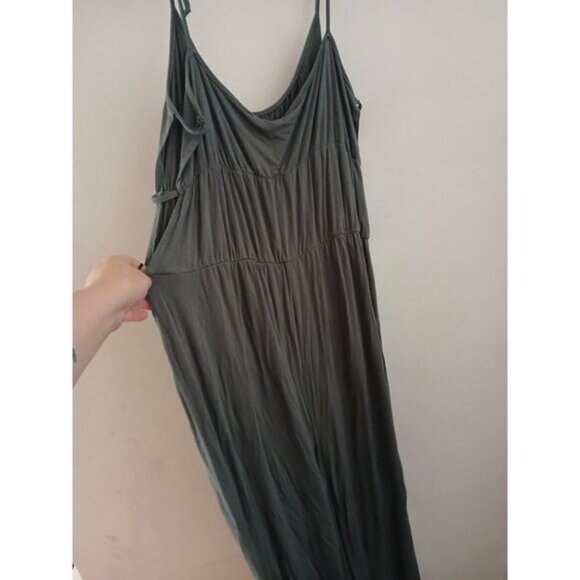 Earthbound Tiered Romper XXL Green Strappy Wide Leg Boho Resprt Minimalist - Picture 10 of 11